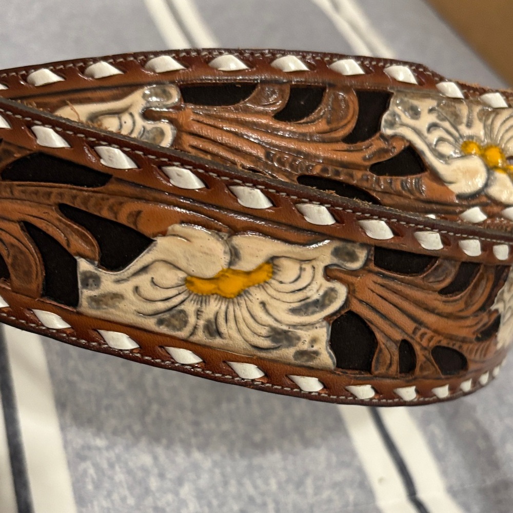 Leather Belt GLENDA  USA Made Vtg new